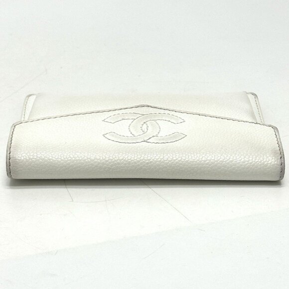 CHANEL Authentic White Caviar Leather Logo Wallet - Picture 7 of 15